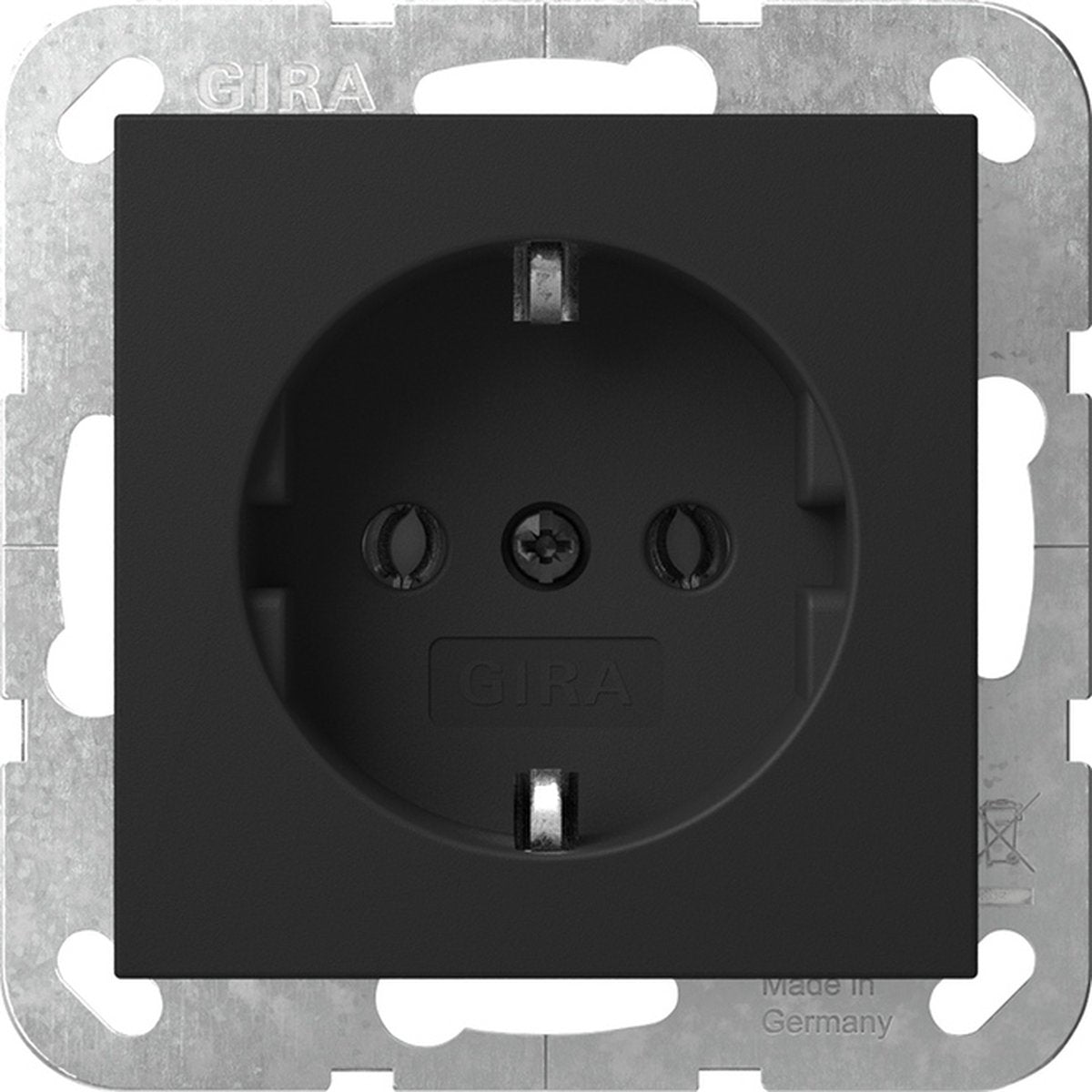 Gira systeem 55 wandcontactdoos met randaarde 1v mat zwart 4466005