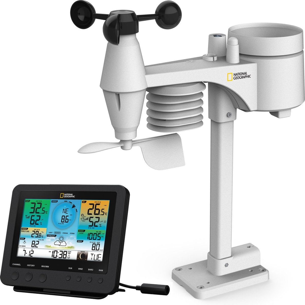 Bresser national geographic weerstation - wlan - 7-in-1 sensor - incl. uv-meting en luchtdrukmeter