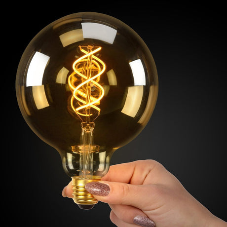 Lucide g125 - filament lamp - ø 12,5 cm - led dimbaar - e27 - 1x4,9w 2200k - amber