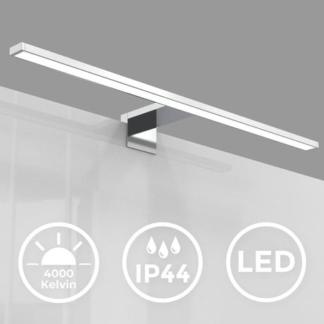 B.k.licht - led spiegellamp - wandlamp met chroom kleur - badkamerverlichting - l:60cm - ip44 - 4.000k - 8w