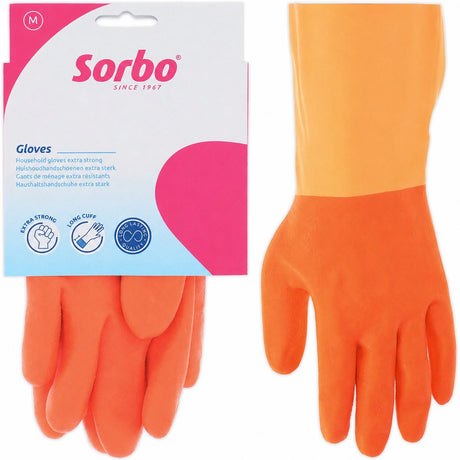 Sorbo huishoudhandschoenen strong m - oranje - rubberen schoonmaakhandschoenen met katoenen voering