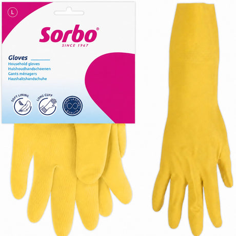 Sorbo latex huishoudhandschoenen strong l - schoonmaakhandschoenen met antislip en lang manchet l