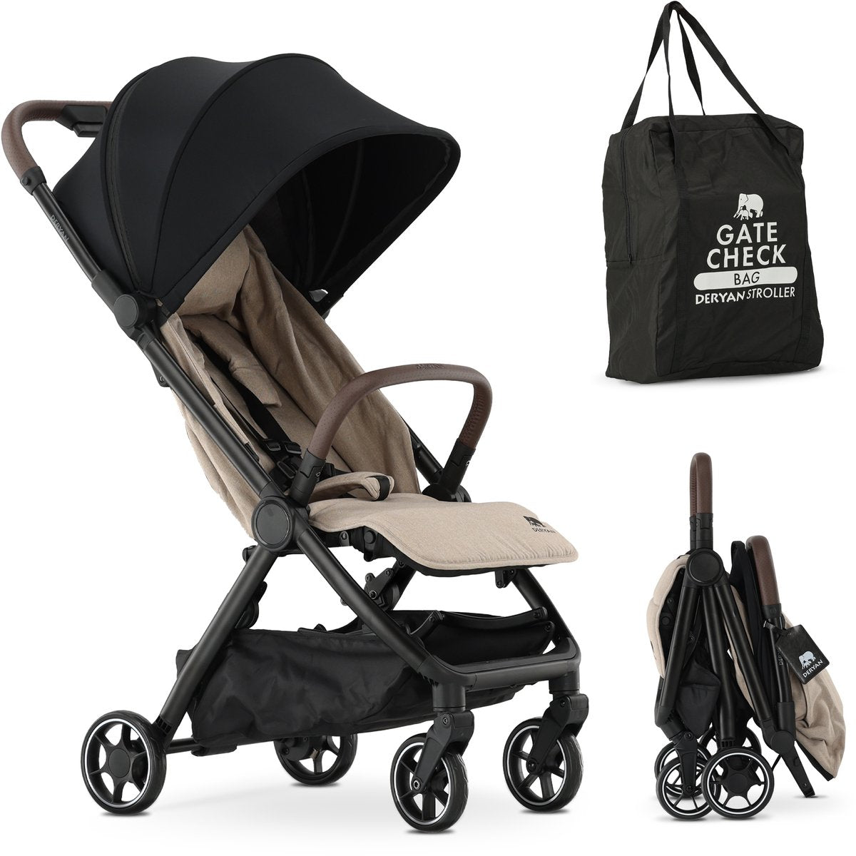 Deryan air buggy - vliegtuig buggy - 8 kg - geïntegreerde tas - nougat