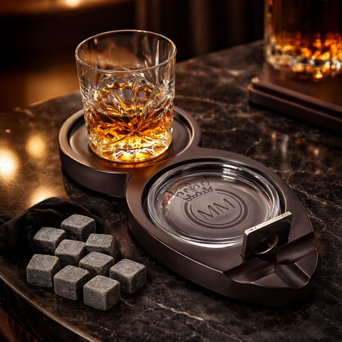 Mikamax whisky sigaarhouder - stijlvolle houder - whisky cigar tray