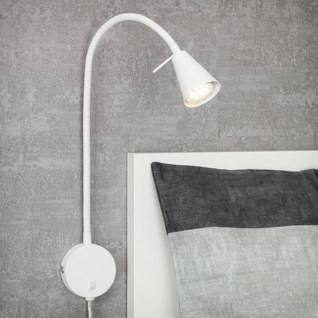 Briloner tusa - led wandlamp - zwenkbare bureaulamp - bedlamp met warm wit licht - 4.7 w - wit - ø8 x 45 cm