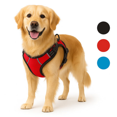 Flamingo harnas hond – honden tuigje – harnas hond anti trek – hondentuigjes – hondentuig anti trek – balou – rood – maat xl – a:46-76cm b:80-105cm xl