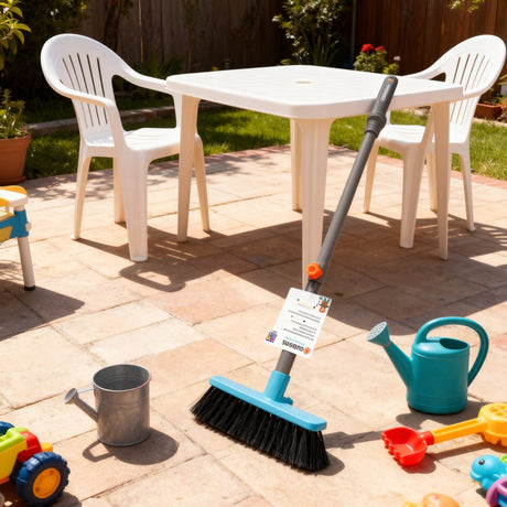 Gardena kinderbezem combisysteem 78 cm – bezem kind met steel – schoonmaak speelgoed voor kinderen – stevige speelgoed bezem voor binnen en buiten