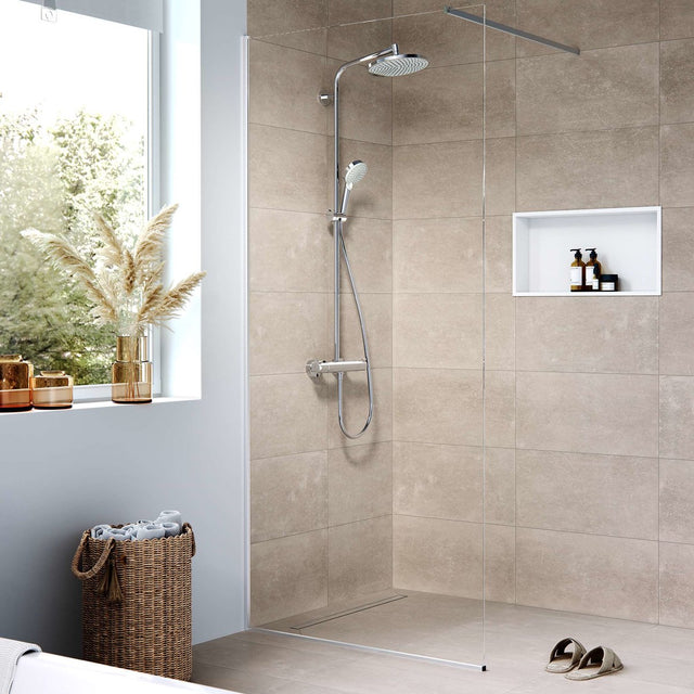 Hansgrohe raindrain compact - douchegoot 80 cm, met rooster, geborsteld roestvrij staal 56178800