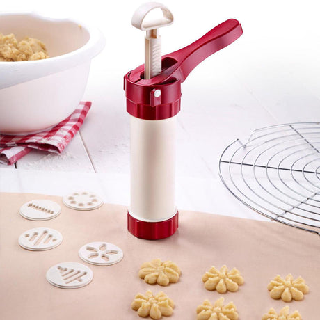 Westmark koekpers decoratiespuit, met 6 sjablonen en 6 spuitmonden, inhoud: 225 ml, kunststof, luxus, wit rood, 32302260
