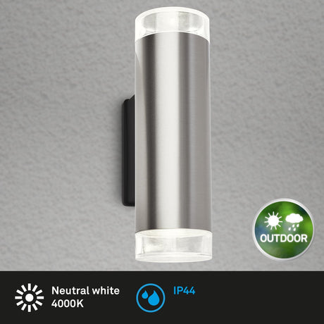 Briloner leuchten led buitenlamp metaal 2x gu10 4,7w ip44 400lm 4000k roestvrij staal