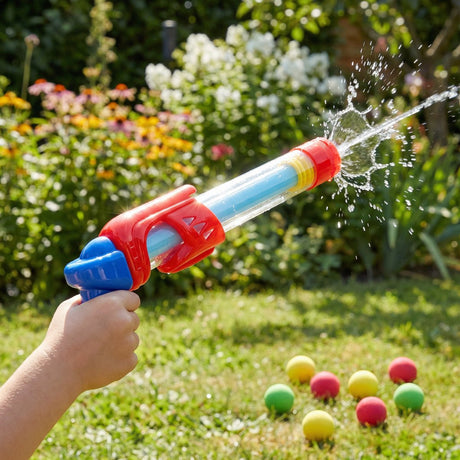 Eddy toys power popper water gun - 2-in-1 waterpistool en ballenschieter - inclusief 8 schuimballen - geschikt vanaf 3 jaar - kunststof - 41 x 14,5 x 4,5 cm - meerkleurig