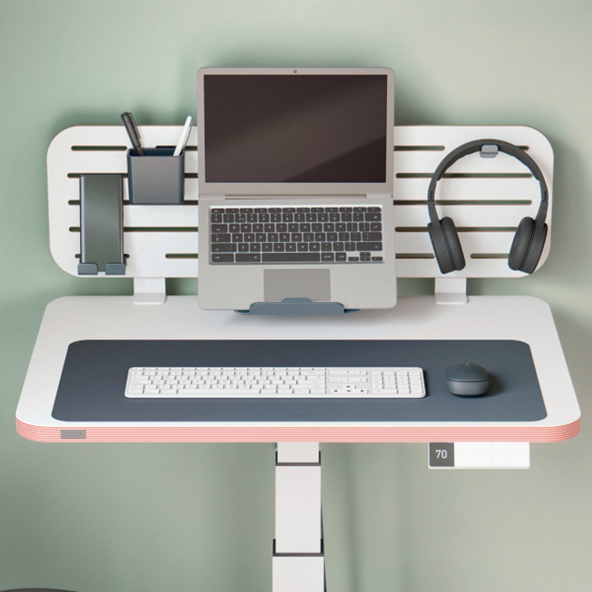 Leitz grote leren bureau onderlegger 70x36 cm - gerecycled leer - anti-slip - voor toetsenbord muis - donkergrijs