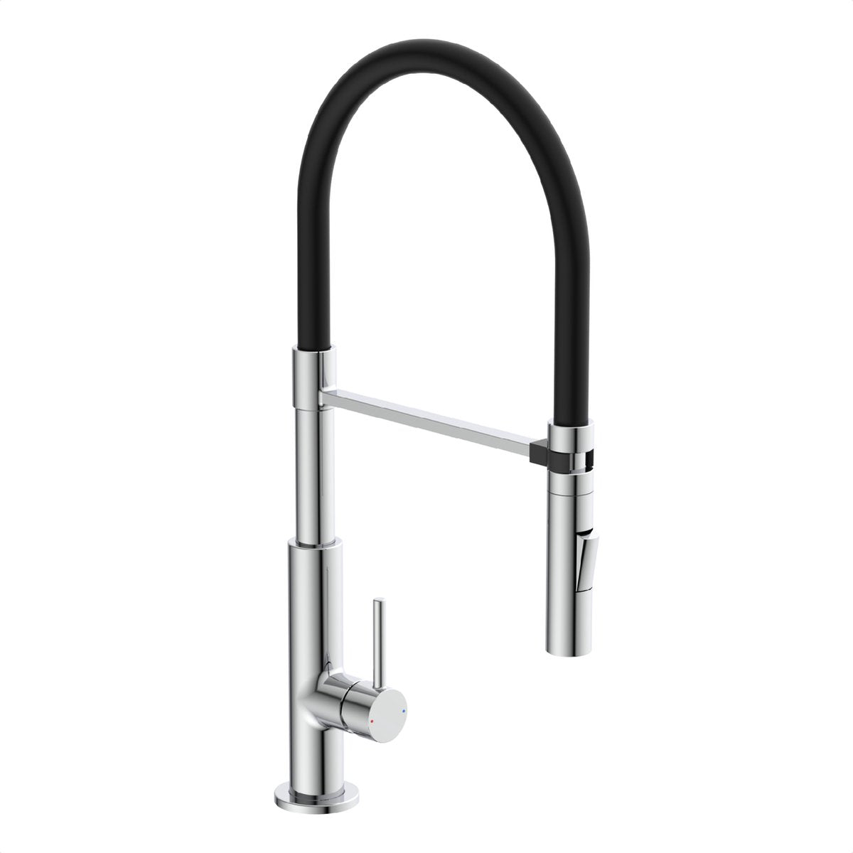 Schütte stilo design keukenkraan - mengkraan - hoge, draaibare uitloop - uittrekbare mousseur - zijdelingse greep - soft-touch slang, chroom zwart