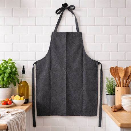 Arti casa keukenschort - donkergrijs - beschermt kleding tijdens koken en bakken - stijlvol neutraal design - verstelbare nekband - afmeting 64x80 cm - materiaal katoen polyester one size