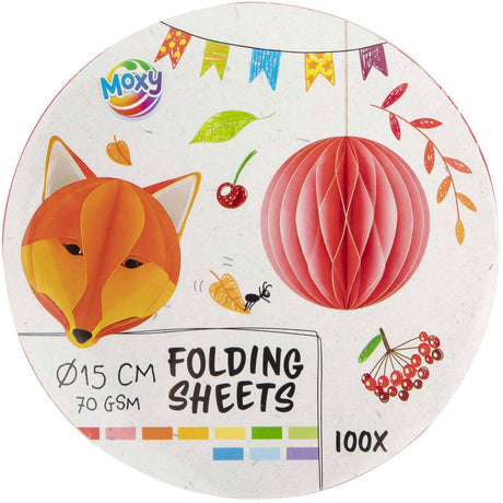 Creative craft group vouwblaadjes rond 15cm, 100 vellen 10 kleuren