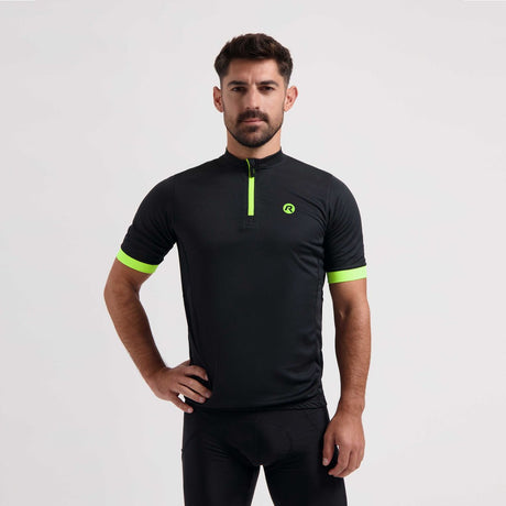 Rogelli core heren fietsshirt - lange mouw - lange rits - zwart fluor