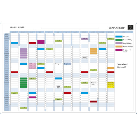 Exacompta magnetische jaarplanning - engelse teksten - wit - 56153e