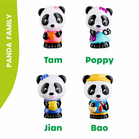 Sophie la girafe klorofil de familie panda speelset - speelfiguren set - poppetjes familie - kinder speelgoed - bao, jian, tam en poppy - vanaf 18 maanden - 4-delig