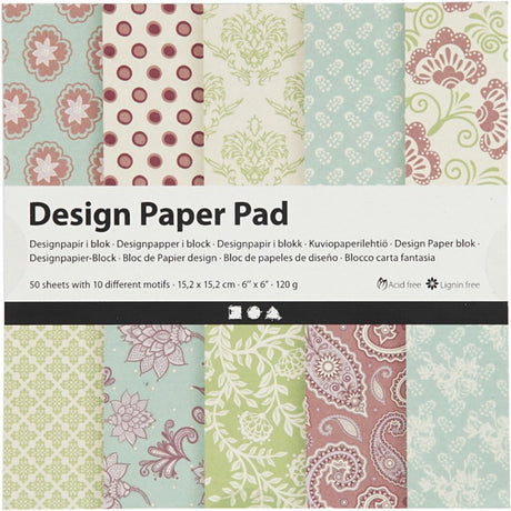 Creativ company cc design papier blok 15,2x15,2 cm 50 vel