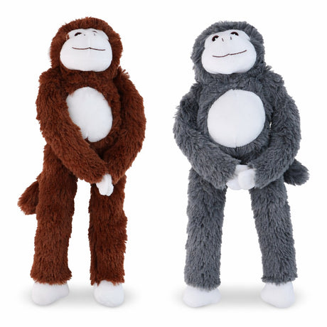 Eddy toys pluche aap knuffel - bruin grijs gekleurd - met klittenband aan handen om vast te maken - gemaakt van polyester - geschikt voor kinderen - afmeting 47,7 x 18 x 37,5 cm - zachte knuffelaap