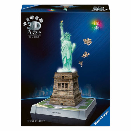 Ravensburger 3d puzzel iconics vrijheidsbeeld - met licht - 128st.