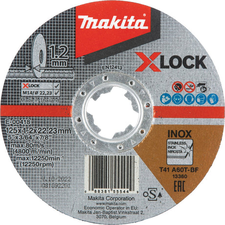 Makita accessoires e-00418 | doorslijpschijf | x-lock | 125x1,2x22,23mm | rvs | 10 stuks - e-00418