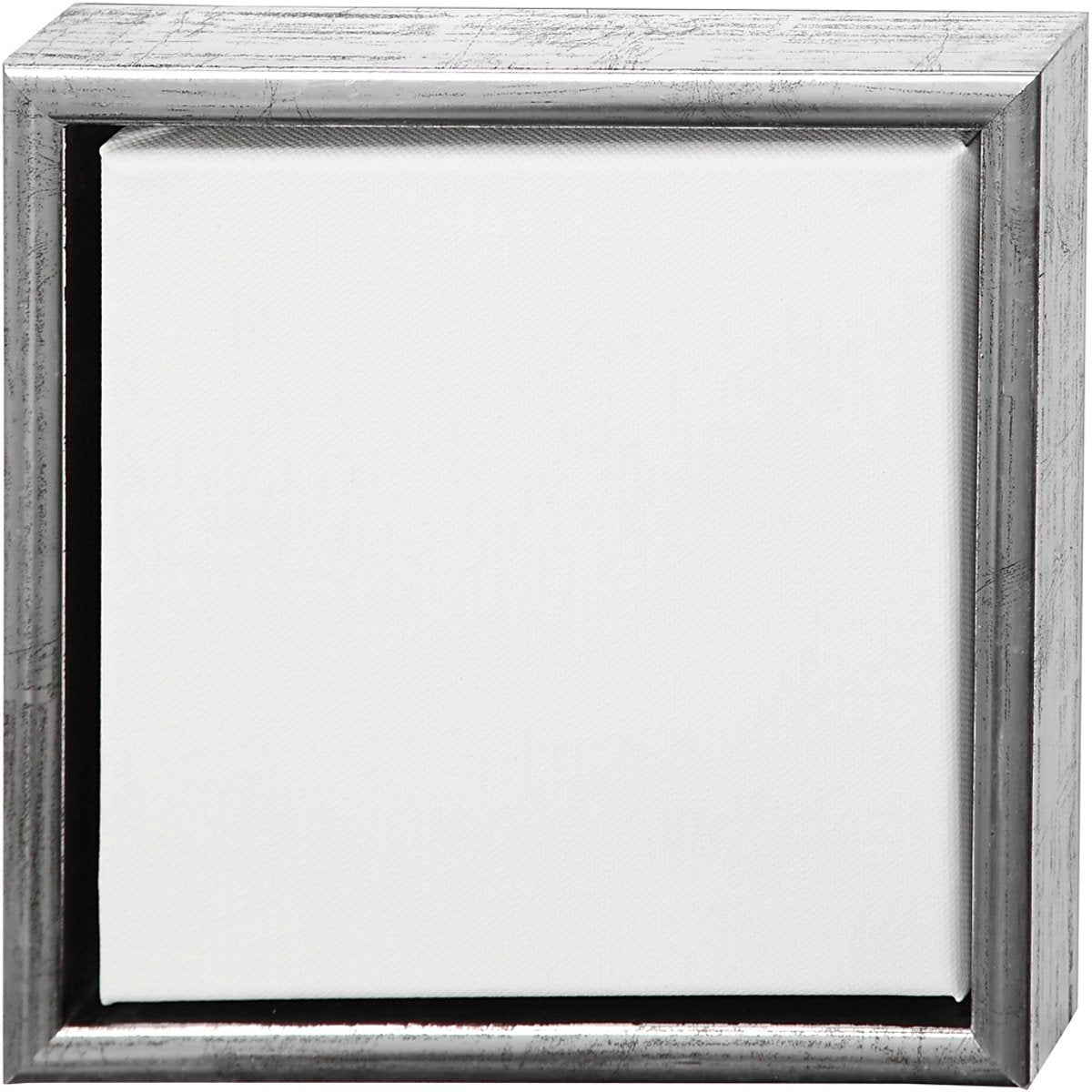 Creativ company artistline canvas met lijst, buitenmaat 24x24 cm, diepte 3 cm, 1 stuk, wit, antiek zilver