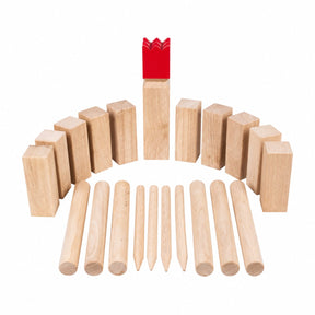Engelhart kubb spel van rubberhout–rode koning- compleet buitenspel voor jong en oud-