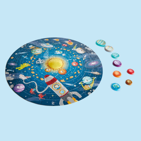 Hape zonnestelsel puzzel met led-zon en houten planeten – 93 stukjes – vanaf 5 jaar