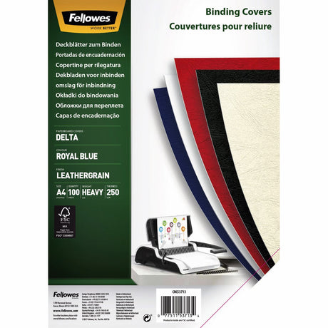 Fellowes dekbladen leatherlook fsc a4 - blauw