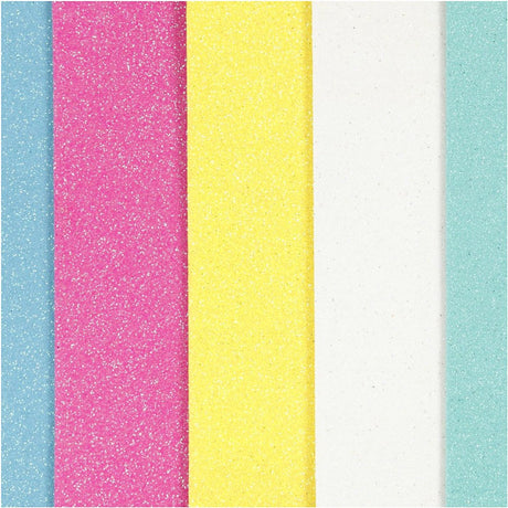 Creativ company eva foam knutselvellen glitter pastel a5 2mm 5 stuks.