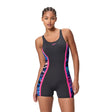 Speedo hyperboom splice muscleback legsuit dames sportbadpak - kleurvast badpak dames met pijpjes - zwempak dames met borstvoering - sportbadpak dames met muscleback - zwart roze - 38