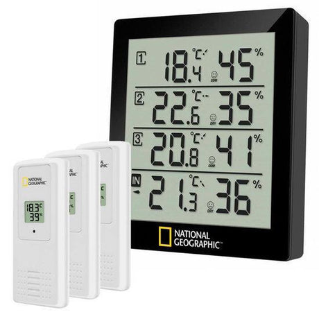 Bresser national geographic - hygrometer - 4 meetresultaten - binnen en buiten - zwart