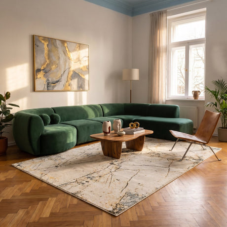 Sunday rugs – sky – vloerkleed – 200x290cm – beige – laagpool – woonkamer slaapkamer – extra zacht – vloerverwarmingsgeschikt – makkelijk te reinigen – pluisvrij