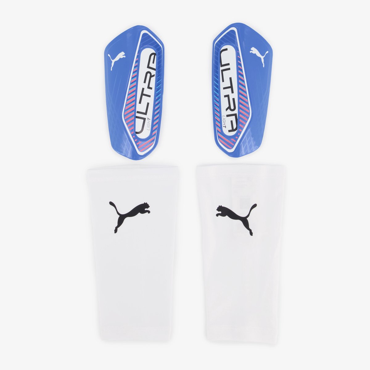 Puma ultra light sleeve scheenbeschermers wit blauw - maat l