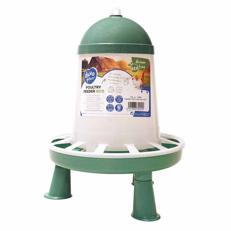 Duvo plus eco voederbak voor kippen - voerbak pluimvee - gerecycleerd weerbestendig - met pootjes - 3kg - groen