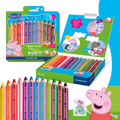 Staedtler peppa pig x noris junior 3-in-1 kleurpotlood - set 12 st
