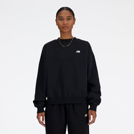 New balance sport essentials fleece crew dames trui - black xl