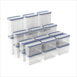 Rotho domino - set voorraadbussen en strooibussen 24-delig - vaatwasser bestendig - blauw