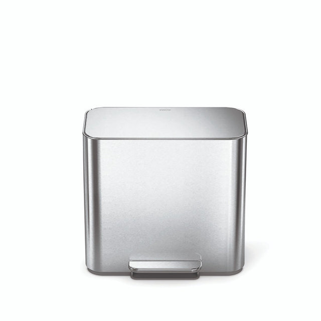 Simplehuman mini pedaalemmer -15 l - met twee compartimenten - met zakkenrand - geborsteld rvs