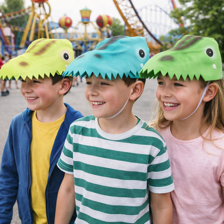 Eddy toys dino hat 3as - dinosaurus verkleedhoed voor kinderen - geschikt voor jongens en meisjes - kleur groen, lichtgroen en turkoois - afmeting 26x18x10 cm - verkleedaccessoire dieren