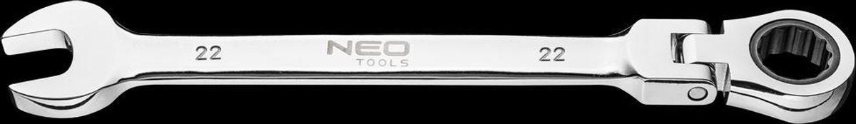 Neo tools steek ratelsleutel 22mm knik met knik nek crv staal tuv m+t