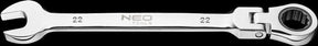 Neo tools steek ratelsleutel 22mm knik met knik nek crv staal tuv m+t