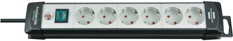 Brennenstuhl premium-line stekkerdoos 6-voudig zwart lichtgrijs 3m h05vv-f 3g1,5