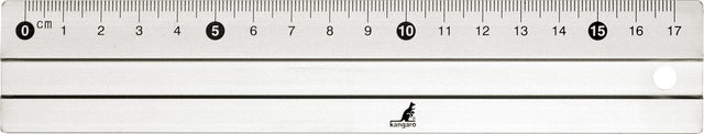 Kangaro liniaal - 17cm - aluminium - met rubber inleg