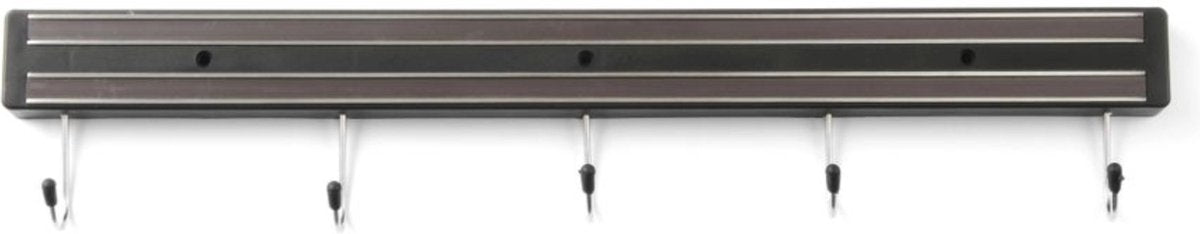 Hendi messenmagneet met 5 haken – 2 sterke magneetstrips – 470 mm – eenvoudig te monteren