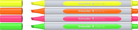 Schneider schrijfwaren schneider markeerstift tekstmarker - shine-up - etui 4 stuks - assorti kleuren - s-112094
