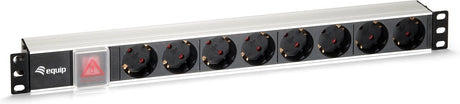 Equip 333293 power strip 8bay cee7 7 w. switch, 1,8m cable, aluminium