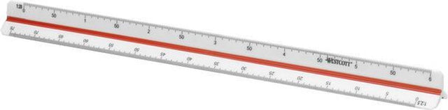 Westcott schaalstok - 30cm - schaal 1:2,5 5 10 20 50 100 - ac-e10164