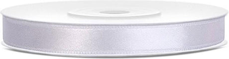 Partydeco satijn lint, wit 6 mm breed, 25 meter